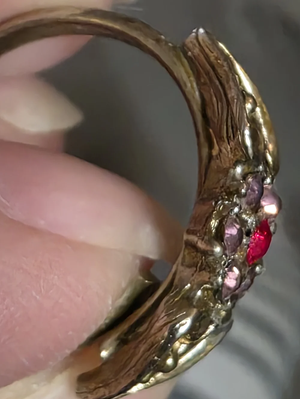 Vintage Made With Genuine Swarovski Crystal Floral Ring Pink Red Size 6.5